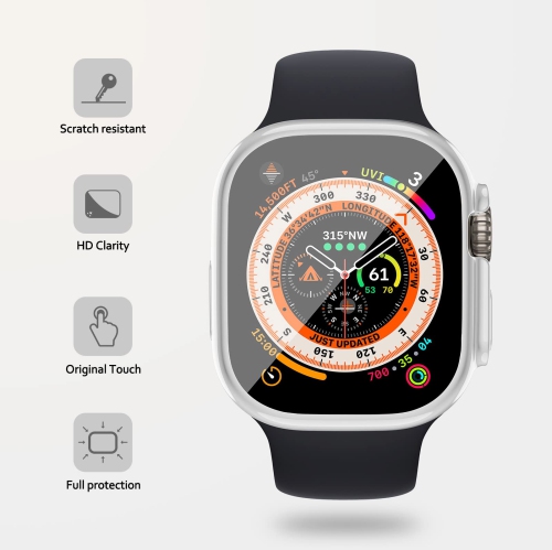 Soft TPU Case Built-in HD Flim Compatible for Apple Watch Ultra 49mm,ALMNVO Ultra Thin Cases Accessories with Screen Protector,All Around Protective