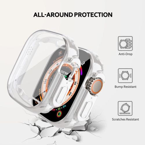 Soft TPU Case Built-in HD Flim Compatible for Apple Watch Ultra 49mm,ALMNVO Ultra Thin Cases Accessories with Screen Protector,All Around Protective