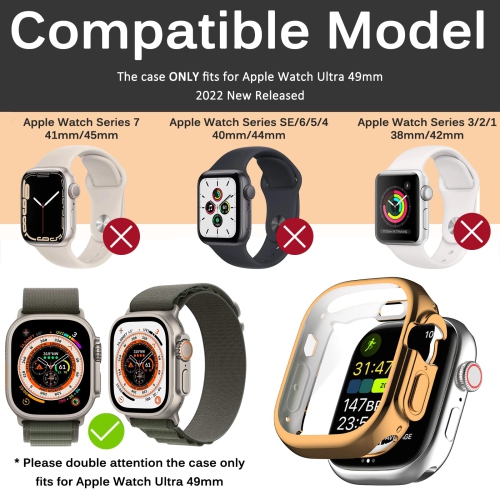 Miimall Compatible Apple Watch Ultra 49mm Case with Built-in Screen Protector, Soft Plated TPU Shockproof Scratch Resistant All-Around Protective