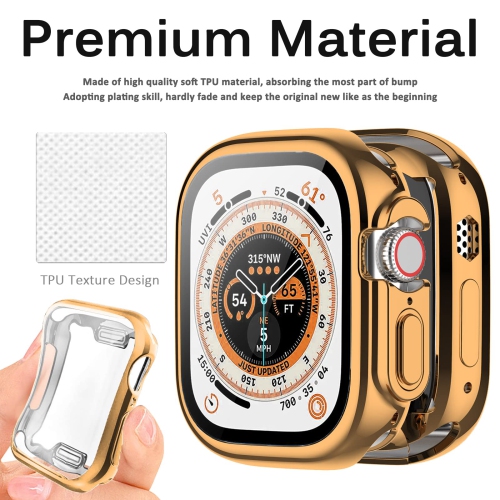 Miimall Compatible Apple Watch Ultra 49mm Case with Built-in Screen Protector, Soft Plated TPU Shockproof Scratch Resistant All-Around Protective