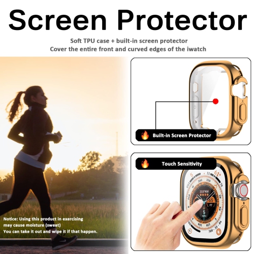 Miimall Compatible Apple Watch Ultra 49mm Case with Built-in Screen Protector, Soft Plated TPU Shockproof Scratch Resistant All-Around Protective