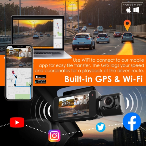 Rexing V33 3 Channel 1440p+1440p+1440p Front, Cabin, and Rear Camera Dashcam with Built-in Wi-Fi & GPS