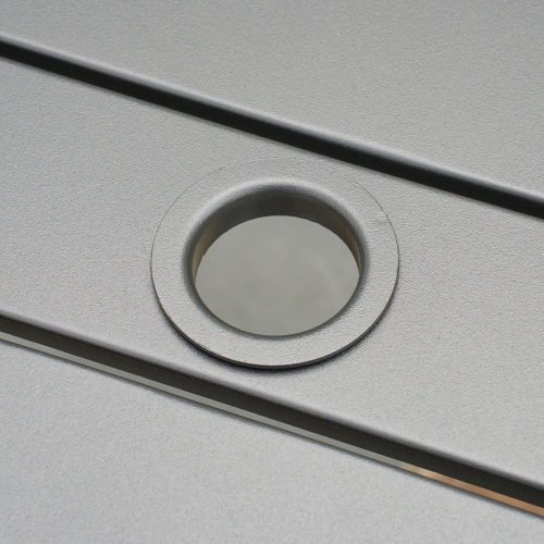 Outsunny Outdoor Dining Table for Four, Patio Table with Parasol Hole, Square Garden Table with Slatted Metal Plate Top, for Backyard, Poolside, Black