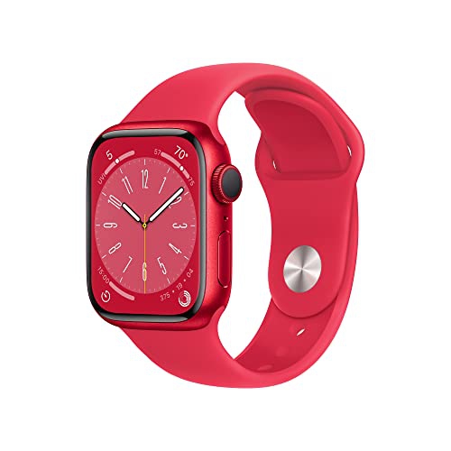 Apple Watch Series 8 [GPS 41mm] Smart Watch w/ Red Aluminum Case with Red  Sport Band - S/M.