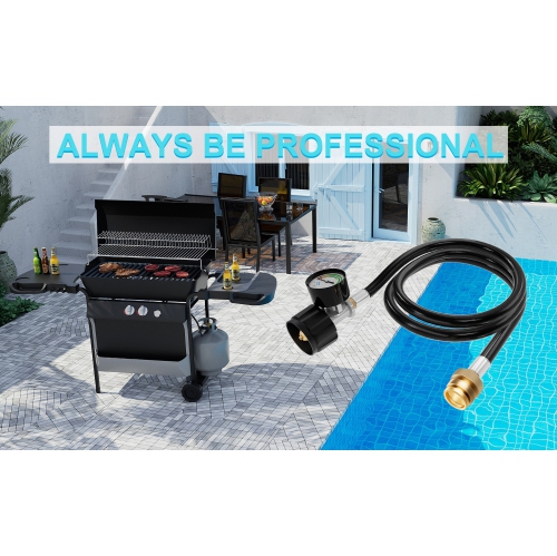 5 Feet Propane Hose Adapter with Propane Tank Gauge for QCC1/Type1 Tank