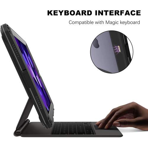 iPad Air 5/4 Protective Case, Waterproof Shockproof Snow Proof Dirt Proof Heavy Duty Rugged Case with Pencil Holder Kickstand Keyboard Interface for