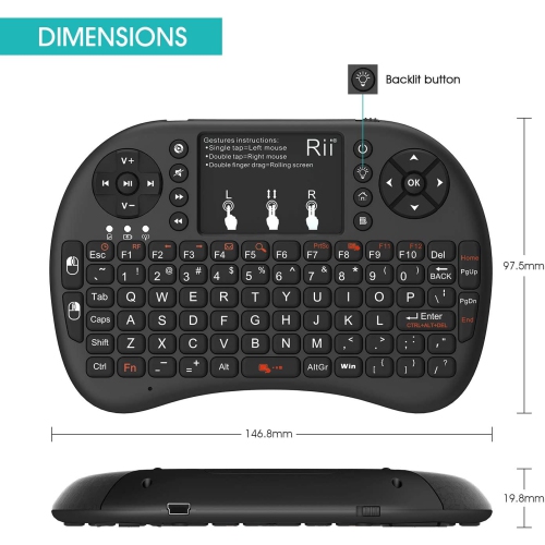 LED Mini clavier rétro-éclairé sans fil Portable avec pavé tactile pour Android TV Box Smart TV PC portable XBOX 360 PS3 PS4
