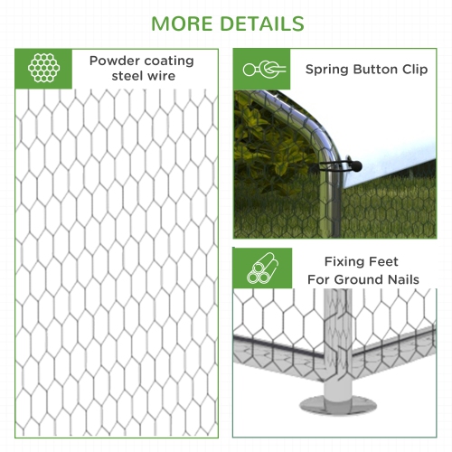 PawHut Large Metal Chicken Coop, Hen Run House with Anti-Ultraviolet Cover, Walk-in Poultry Cage for Ducks, Rabbits, Outdoor Backyard Farm, 13.1' x