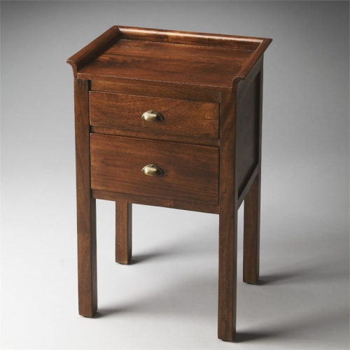 Beaumont Lane 2 Drawer Transitional Mango Wood End Table in Dark