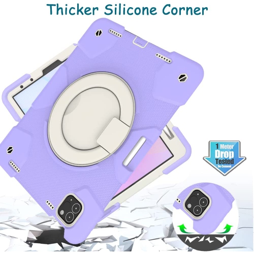 S iPad Air 5/4 Kids Case 2022/2020, iPad Pro 11 Case 2nd/1st Gen 2020/2018 with Pencil Holder Rotating Stand/Handle Grip Shoulder Strap Drop-Proof