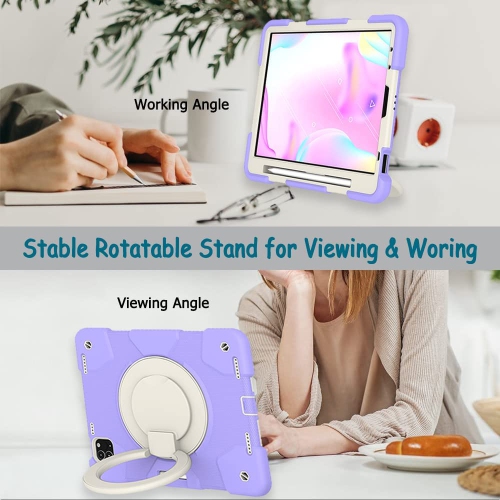 S iPad Air 5/4 Kids Case 2022/2020, iPad Pro 11 Case 2nd/1st Gen 2020/2018 with Pencil Holder Rotating Stand/Handle Grip Shoulder Strap Drop-Proof