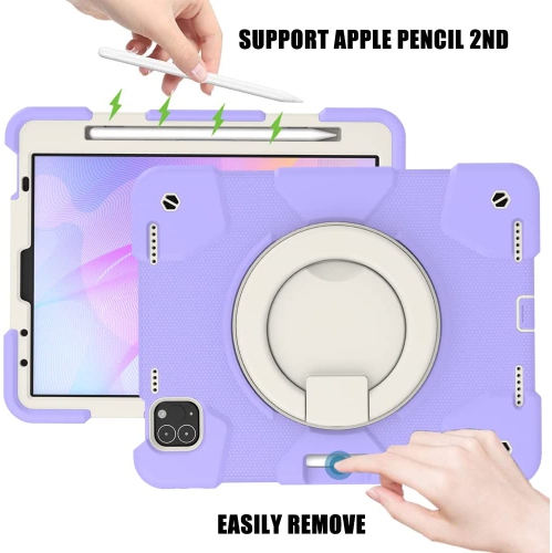 S iPad Air 5/4 Kids Case 2022/2020, iPad Pro 11 Case 2nd/1st Gen 2020/2018 with Pencil Holder Rotating Stand/Handle Grip Shoulder Strap Drop-Proof