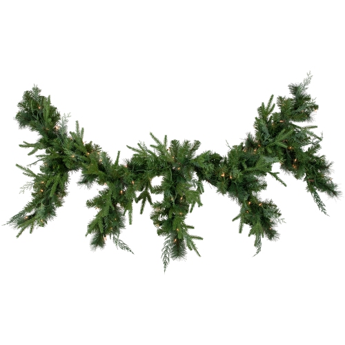 6' x 18" Pre-Lit Mixed Pine Artificial Christmas Icicle Garland, Clear Lights