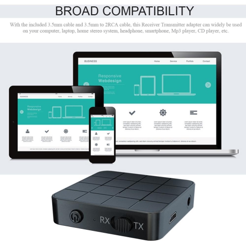 Adaptateur émetteur-récepteur audio sans fil 2 en 1 pour TV, voiture et ordinateur Bluetooth 5.0