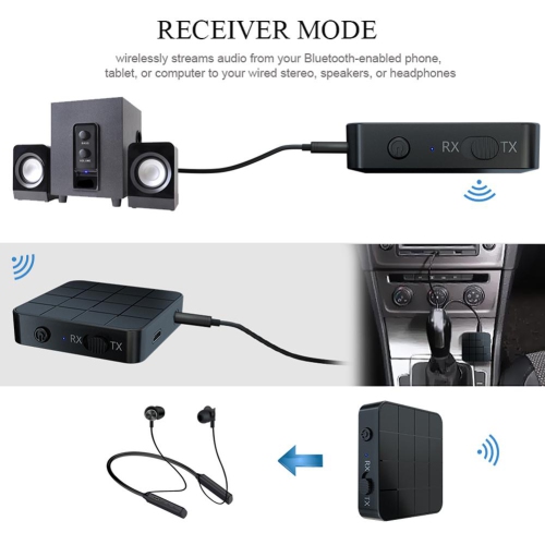 Adaptateur émetteur-récepteur audio sans fil 2 en 1 pour TV, voiture et ordinateur Bluetooth 5.0