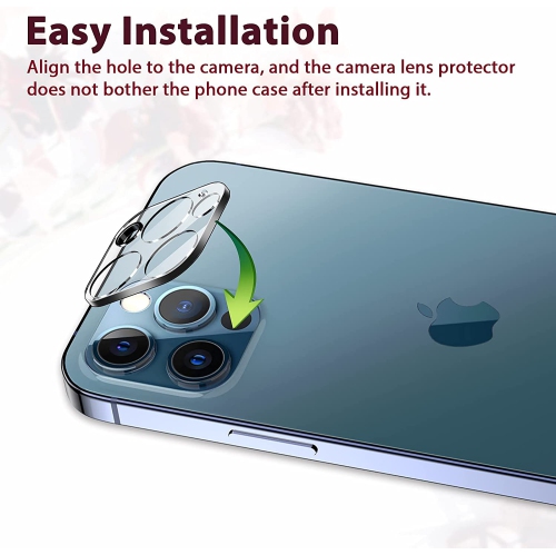 Protection de l'objectif de l'appareil photo pour iPhone 12 Pro 6.1-inch HD, Protection transparente de la caméra arrière, Compatible avec le