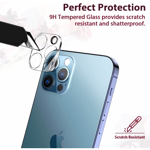 Protection de l'objectif de l'appareil photo pour iPhone 12 Pro 6.1-inch HD, Protection transparente de la caméra arrière, Compatible avec le