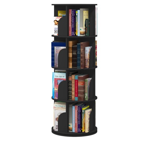 4 Tier Rotating Stackable Shelves Bookshelf Organizer - Black