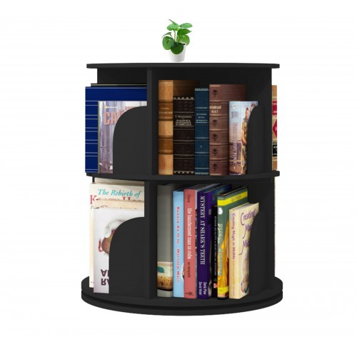 2 Tier 360° Rotating Stackable Shelves Bookshelf Organizer