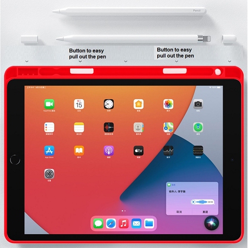 TopSave iPad Pro 11-Inch with Pencil Holder, Slim Tablet Cover with Soft TPU Back, Auto Wake/Sleep (Red)