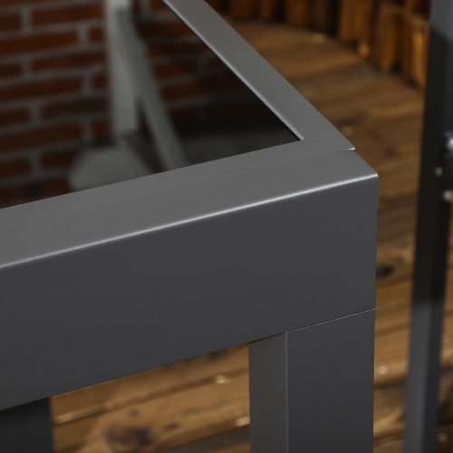 Outsunny Table de salle à manger d'extérieur extensible de 63 po avec cadre en aluminium et dessus de table en verre trempé, noir