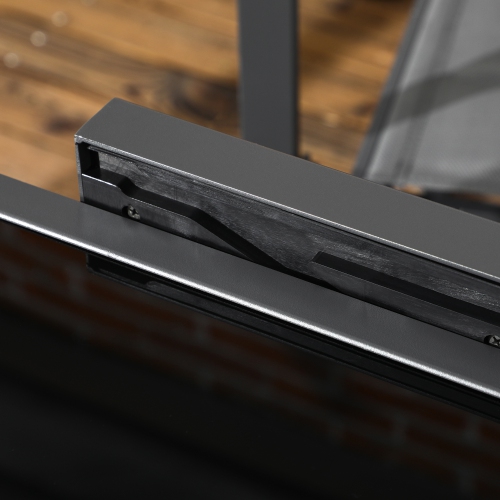 Outsunny Table de salle à manger d'extérieur extensible de 63 po avec cadre en aluminium et dessus de table en verre trempé, noir