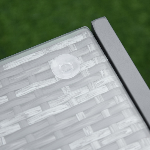 Outsunny Rattan Coffee Table, Wicker Patio Side Table with Tempered Glass Top and Aluminum Frame for Outdoor, Garden, Gray