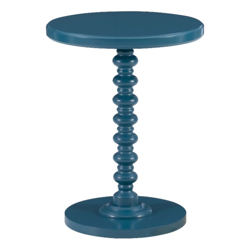 LINON  Tara Wood Spindle Side Table In Teal Blue