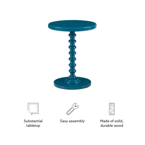 Linon Tara Wood Spindle Side Table in Teal Blue
