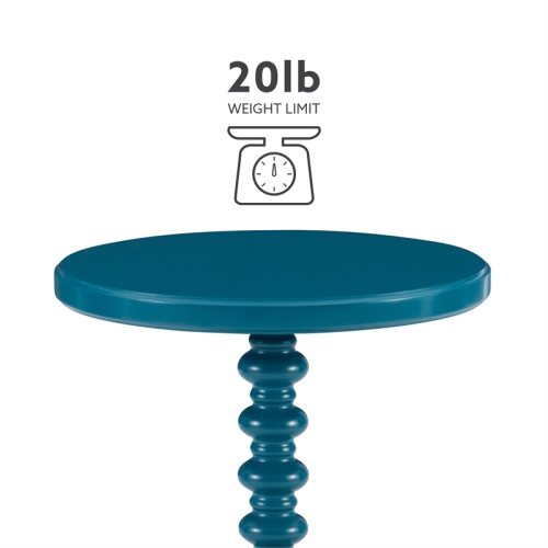 Linon Tara Wood Spindle Side Table in Teal Blue