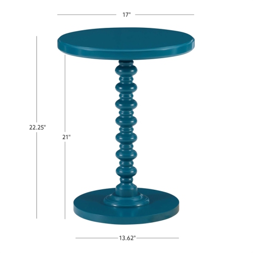 Linon Tara Wood Spindle Side Table in Teal Blue