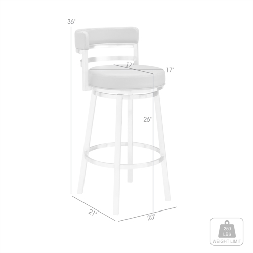 Titana 26" Counter Height Swivel Grey Faux Leather Stainless Steel Bar Stool