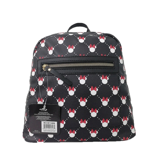 Fast Forward Minniee Mouse All Over Print Backpack for Kids - 10" Black Shoulder Backpack