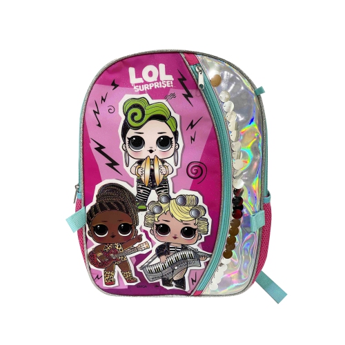 Lol Surprise Backpack with Detachable Hand Bag Purse Pencil Case Key Chain - 4 Piece Kids School Backpack Set - Girls Shoulder Book Bag Printed Lol