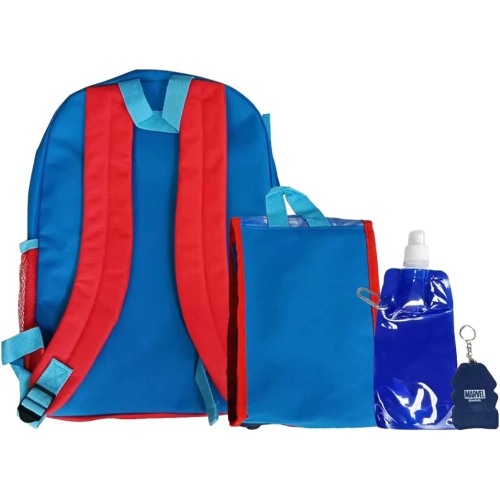 Spiderman Backpack with Lunch Bag 2-Key Chains Water Bottle - 5 Piece Kids School Backpack Set for Kids