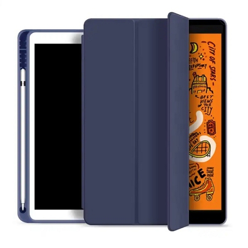 TopSave iPad 9.7-Inch with Pencil Holder, Slim Tablet Cover with Soft TPU Back, Auto Wake/Sleep (Navy Blue)