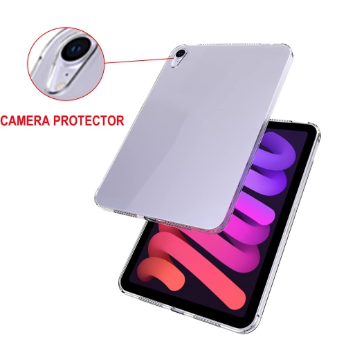 Compatible with iPad Mini 6 2021 Clear Case,Flexible Ultra Slim Lightweight Shockproof Drop Resistant Crystal Protective Cover with 2 Tempered Glass
