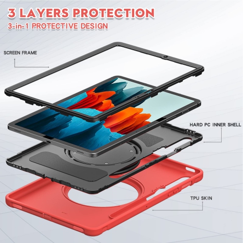 Defender Case for Samsung Galaxy Tab S8/ Tab S7 11", Full Body Drop Protection, 3 in 1 Shockproof Bumper with 360° Ring Holder Kickstand