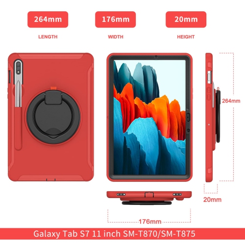 Defender Case for Samsung Galaxy Tab S8/ Tab S7 11", Full Body Drop Protection, 3 in 1 Shockproof Bumper with 360° Ring Holder Kickstand