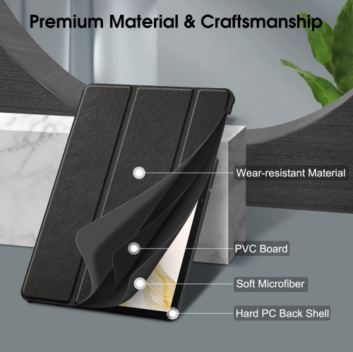 Slim Case for Samsung Galaxy Tab S8 Plus 2022/S7 FE 2021/S7 Plus 2020 12.4 inch with S Pen Holder, Ultra Thin Lightweight Tri-Fold Stand Cover Auto