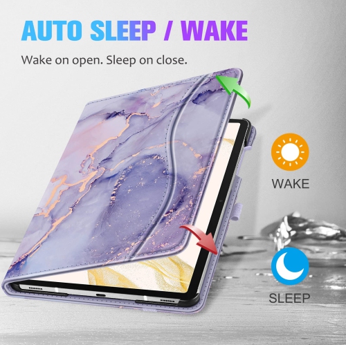 Case for Samsung Galaxy Tab S8 Plus 2022/S7 FE 2021/S7 Plus 2020 12.4 Inch, Multi-Angle Viewing Protective Cover with Pocket, Auto Sleep/Wake, Lilac