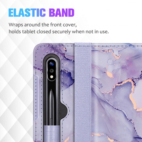 Case for Samsung Galaxy Tab S8 Plus 2022/S7 FE 2021/S7 Plus 2020 12.4 Inch, Multi-Angle Viewing Protective Cover with Pocket, Auto Sleep/Wake, Lilac