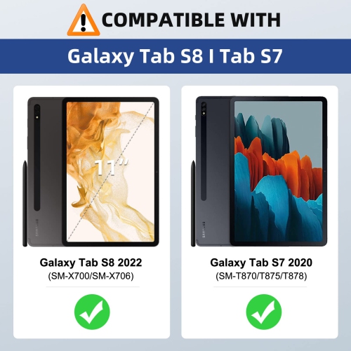 Case for Samsung Galaxy Tab S8 11" 2022/Tab S7 11" 2020 Case with S-Pen Holder, Tablet Trifold Cover Case Transparent PC Back Shell with Back Pen