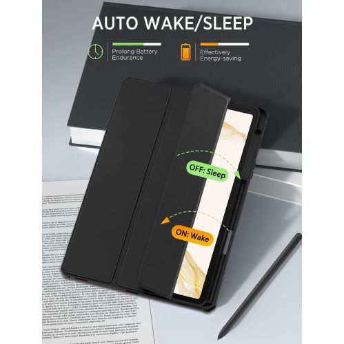 Case for Samsung Galaxy Tab S8 11" 2022/Tab S7 11" 2020 Case with S-Pen Holder, Tablet Trifold Cover Case Transparent PC Back Shell with Back Pen