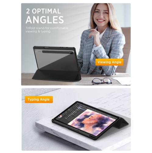 Case for Samsung Galaxy Tab S8 11" 2022/Tab S7 11" 2020 Case with S-Pen Holder, Tablet Trifold Cover Case Transparent PC Back Shell with Back Pen