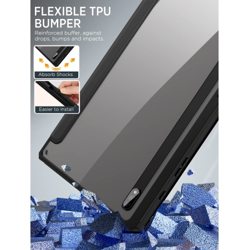 Case for Samsung Galaxy Tab S8 11" 2022/Tab S7 11" 2020 Case with S-Pen Holder, Tablet Trifold Cover Case Transparent PC Back Shell with Back Pen