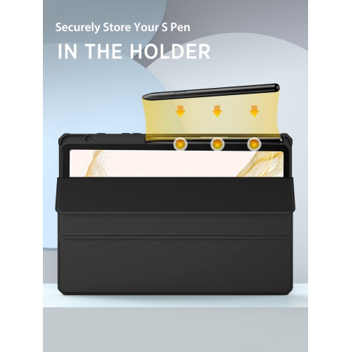 Case for Samsung Galaxy Tab S8 11" 2022/Tab S7 11" 2020 Case with S-Pen Holder, Tablet Trifold Cover Case Transparent PC Back Shell with Back Pen