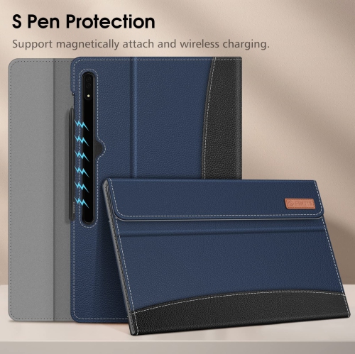 Case for Samsung Galaxy Tab S8 Ultra 14.6 inch 2022, Multiple Angle Portfolio Cover with Pocket Auto Sleep/Wake (Navy)