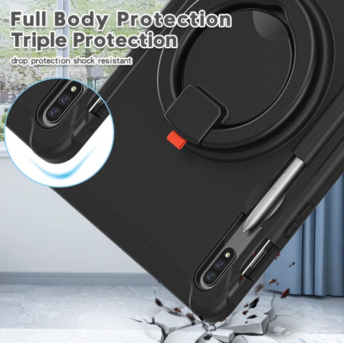 Defender Case for Samsung Galaxy Tab S8/ Tab S7 11", Full Body Drop Protection, 3 in 1 Shockproof Bumper with 360° Ring Holder Kickstand