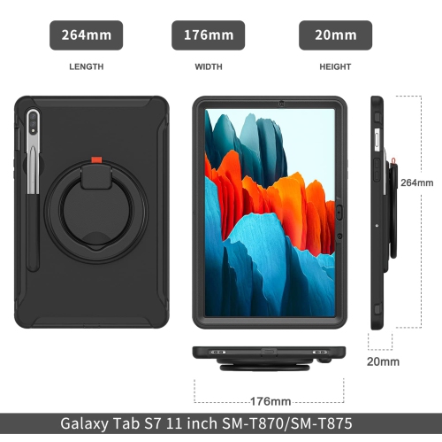 Defender Case for Samsung Galaxy Tab S8/ Tab S7 11", Full Body Drop Protection, 3 in 1 Shockproof Bumper with 360° Ring Holder Kickstand